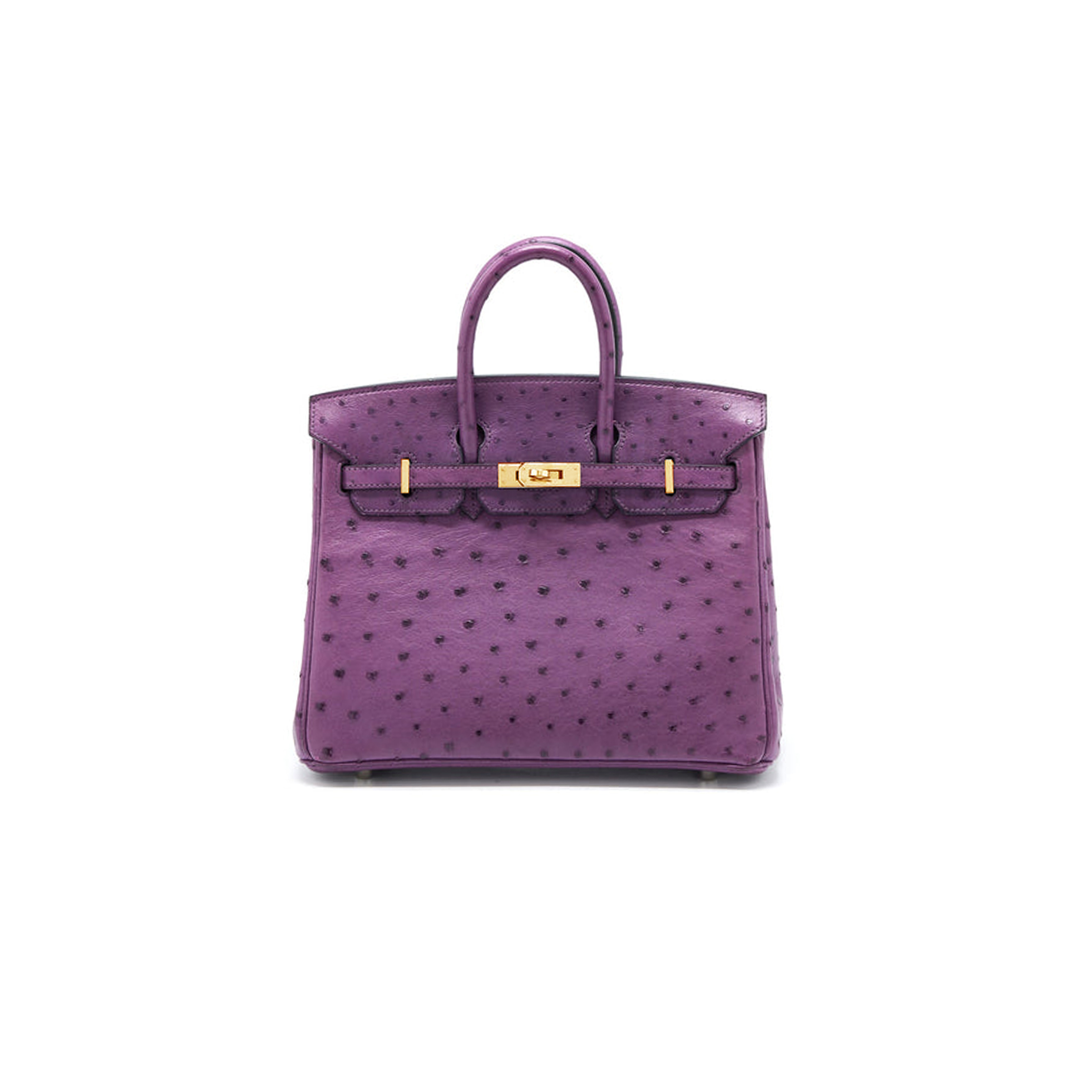 H**mes master birkin 25 ostrich leather anemone purple gold buckle h041944ck62 (25*20*13cm)
